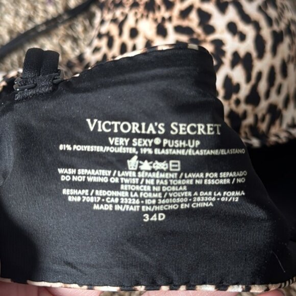 Victoria Secret 34D Very Sexy Uplift Plunge Leopard Print Bra - Picture 4 of 4